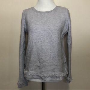 Olivia Warren Grey Tie Back Sweater w/ Fringe Detail (S)
